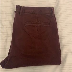 J.Crew maroon broken-in chino 34x32